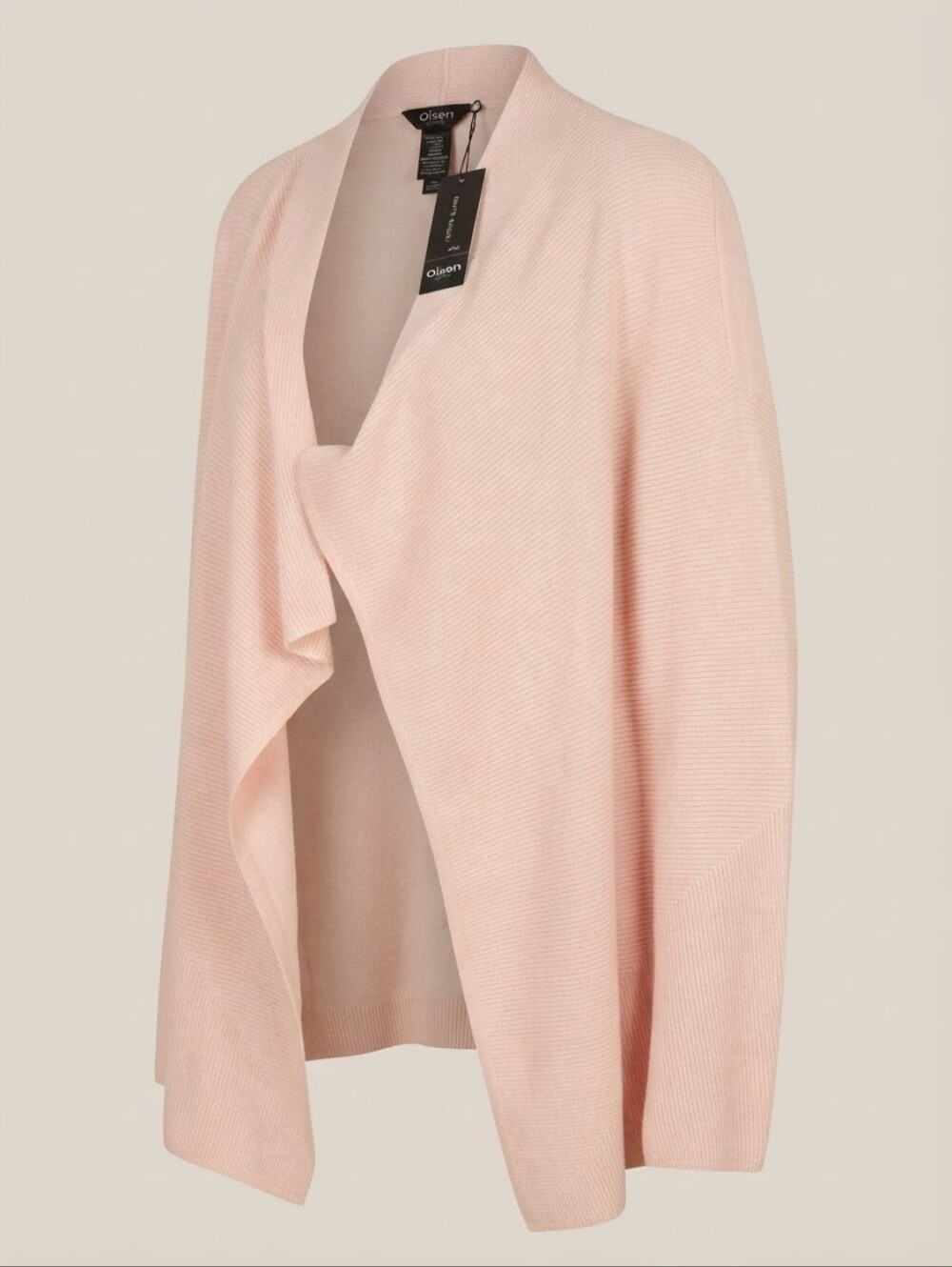 Olsen Europe Pink Merino Blend Draped Open Cardigan XL / 16 NWT